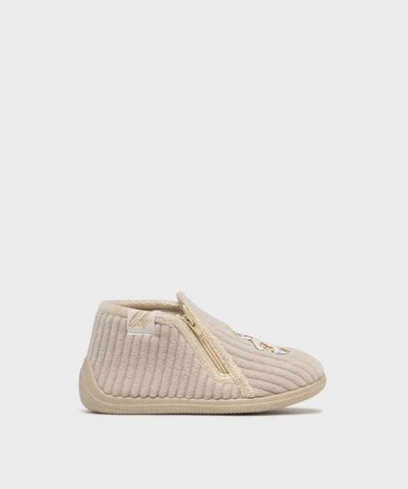 Chaussons montants zippés en velours côtelée fille - LuluCastagnette vue1 - LULU CASTAGNETT - GEMO