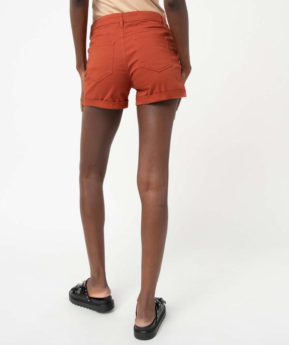 Short en coton stretch avec revers cousus femme vue3 - GEMO 4G FEMME - GEMO