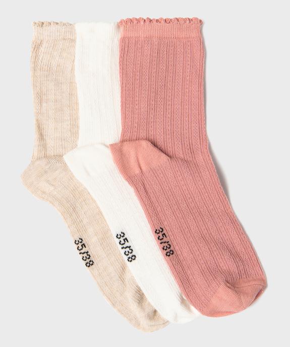 Chaussettes hautes en maille fantaisie fille (lot de 3) vue2 - GEMO 4G FILLE - GEMO