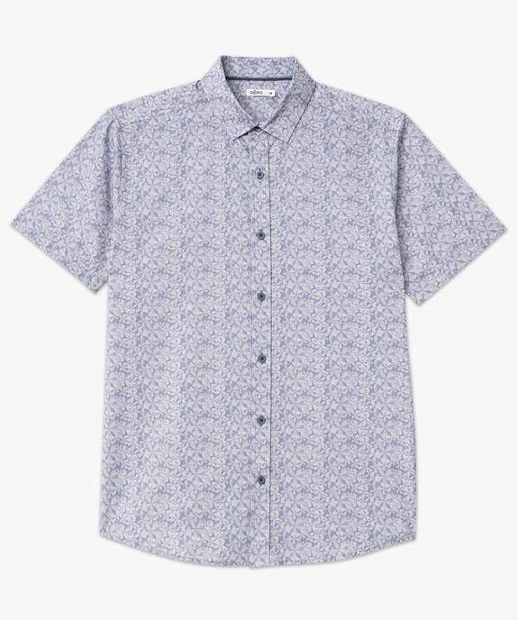 Chemise manches courtes coupe droite en coton imprimé fleurs homme vue4 - GEMO (HOMME) - GEMO