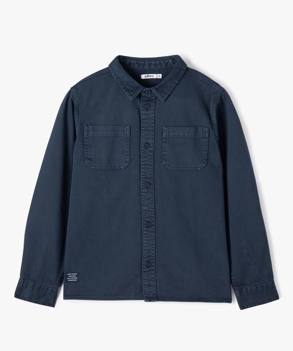Chemise garçon à manches longues en twill épais au coloris unique vue1 - GEMO (JUNIOR) - GEMO