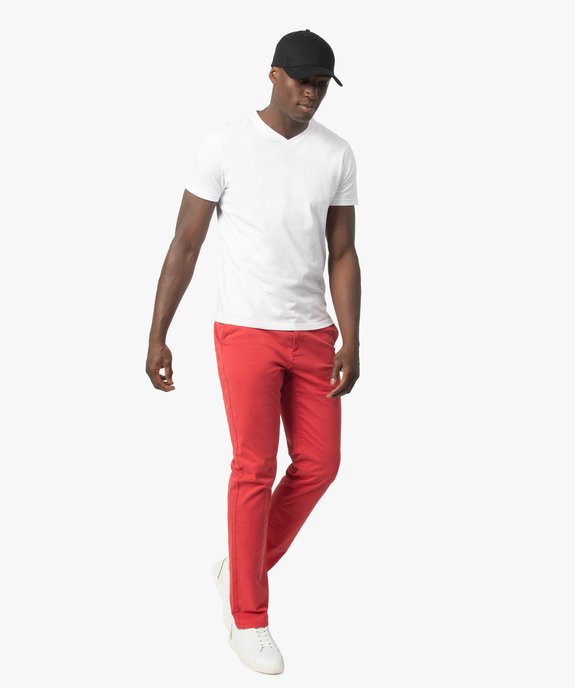 Pantalon chino en coton stretch coupe Slim homme vue5 - GEMO 4G HOMME - GEMO