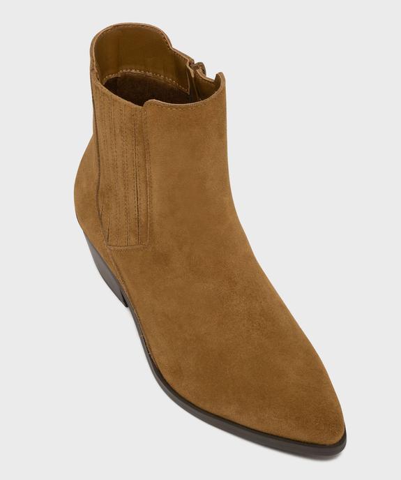 Boots dessus cuir velours avec élastique latéral esprit Santiag femme - Tanéo vue5 - TANEO - GEMO