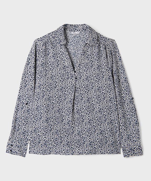Chemise manches longues imprimée en maille gaufrée femme grande taille vue1 - GEMO (G TAILLE) - GEMO