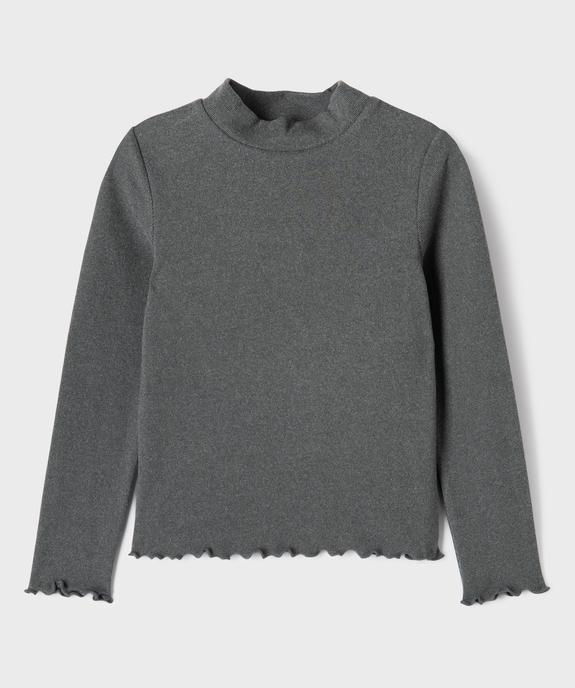 Tee-shirt manches longues chaud finitions froncées fille vue1 - GEMO (ENFANT) - GEMO