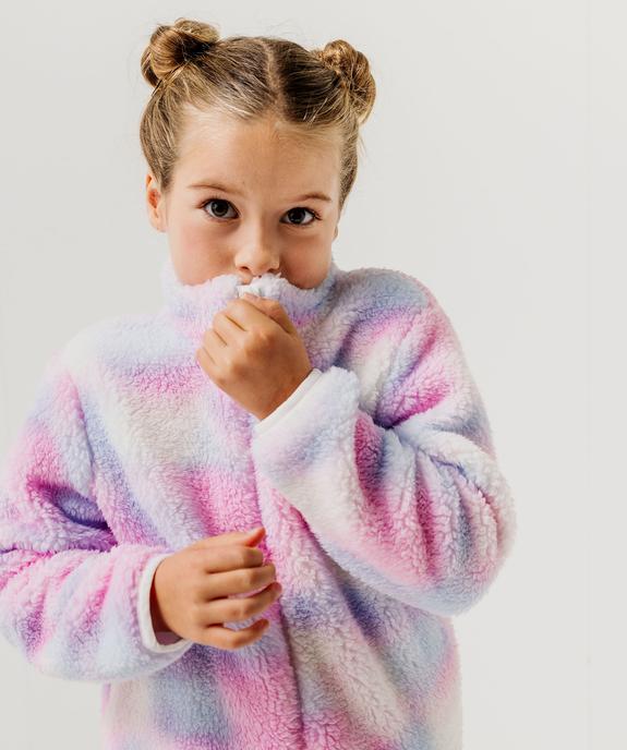 Sweat zippé à col montant en maille peluche fille vue1 - GEMO (ENFANT) - GEMO