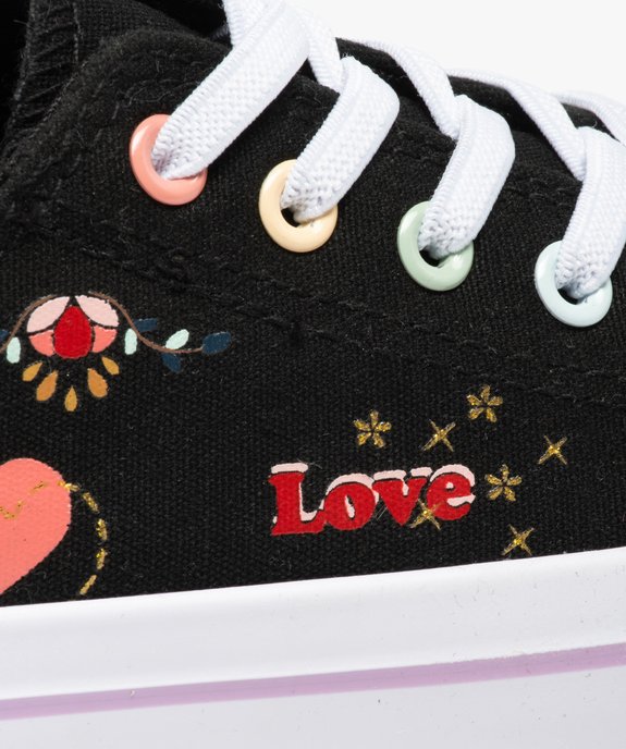 Baskets fille en toile avec graffitis et lacets élastiques vue6 - GEMO (ENFANT) - GEMO