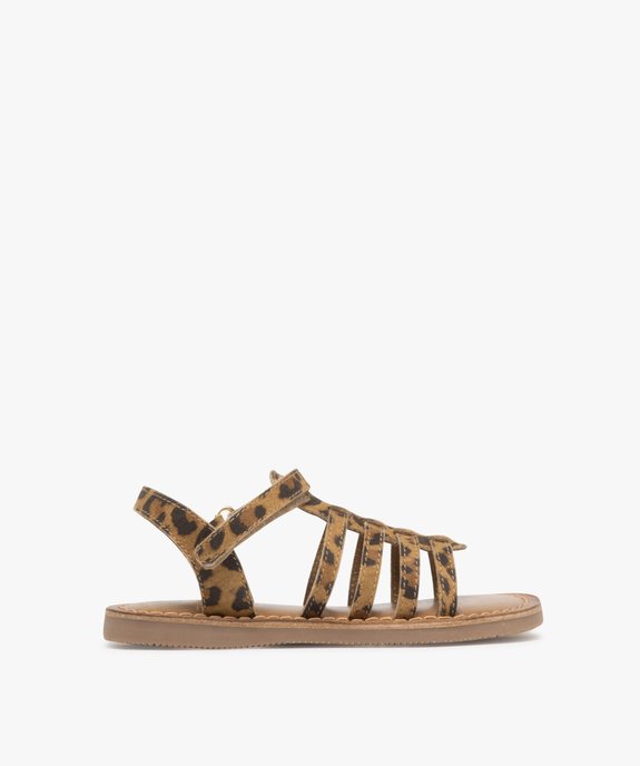 Sandales en cuir imprimé léopard avec bride scratch fille  vue1 - LOVELY WINGS GEMO FOR GOOD - GEMO
