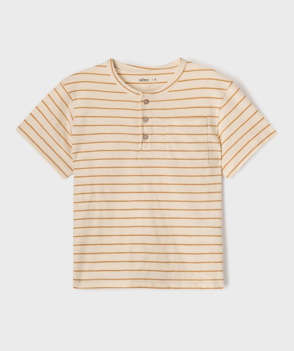 Tee-shirt à col tunisien garçon vue1 - GEMO (ENFANT) - GEMO
