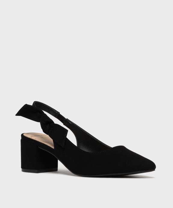 Escarpins slingbacks en suédine à talon large et bout pointu femme - Valentina Baldano vue2 - VALENTINA BALDA - GEMO