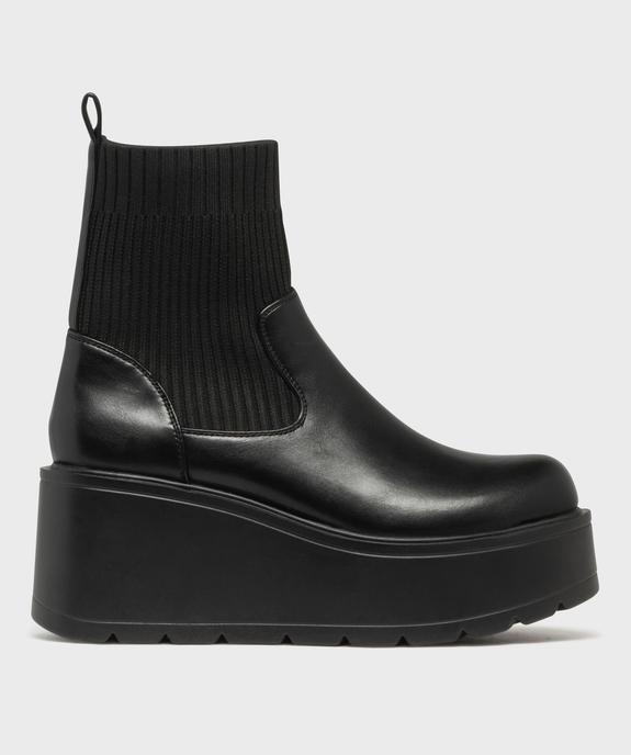 Boots avec tige chaussette et semelle plateforme femme - 5 Miles vue2 - 5 MILES - GEMO