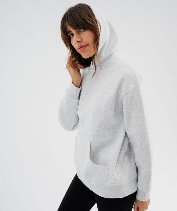 Sweat à capuche en molleton uni femme vue1 - GEMO 4G FEMME - GEMO