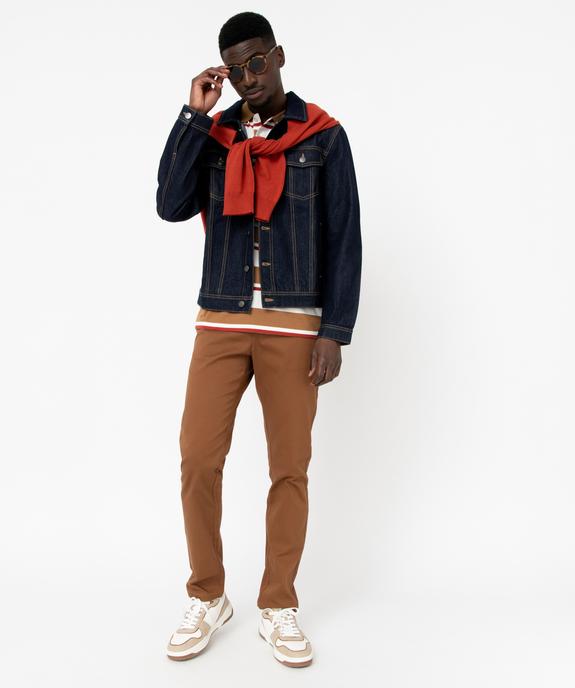 Pantalon en coton homme avec ceinture tressée vue5 - GEMO 4G HOMME - GEMO