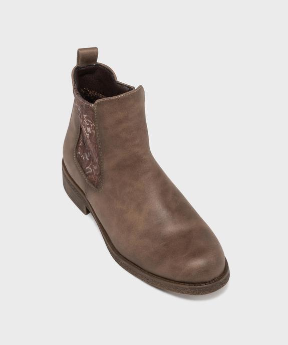 Boots avec empiècement fleuri avec doublure chaude femme - Emilia Rosa vue5 - EMILIA ROSA - GEMO