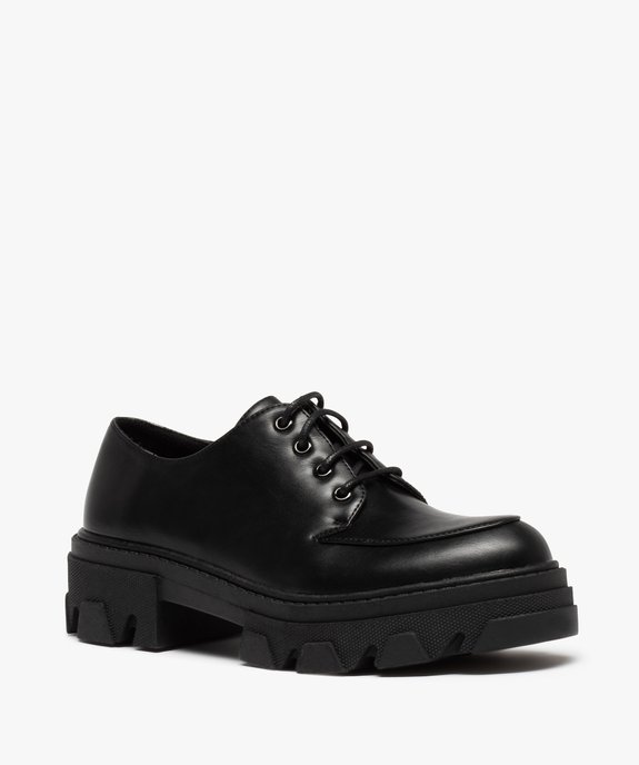 Derbies femme unis à semelle épaisse et crantée vue2 - GEMO (CASUAL) - GEMO