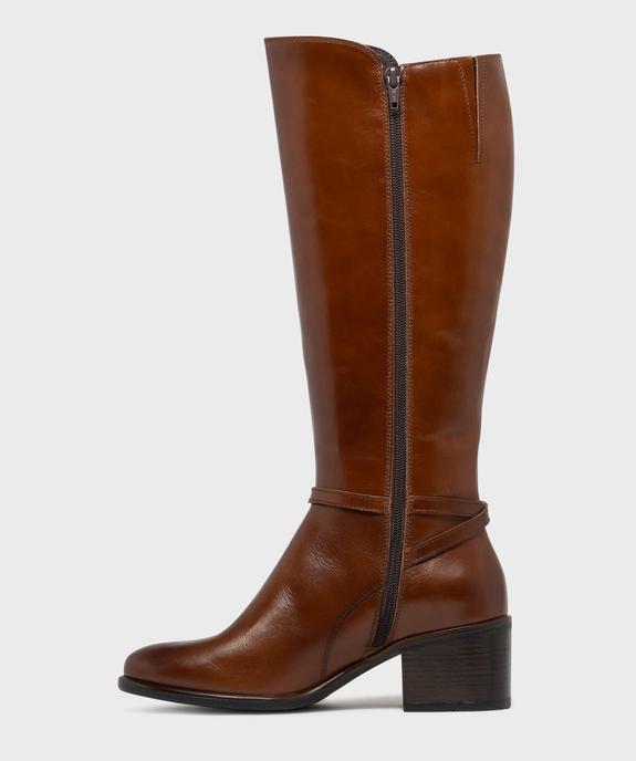 Bottes dessus cuir avec bride cheville à boucle métallique femme - Tanéo vue3 - TANEO - GEMO