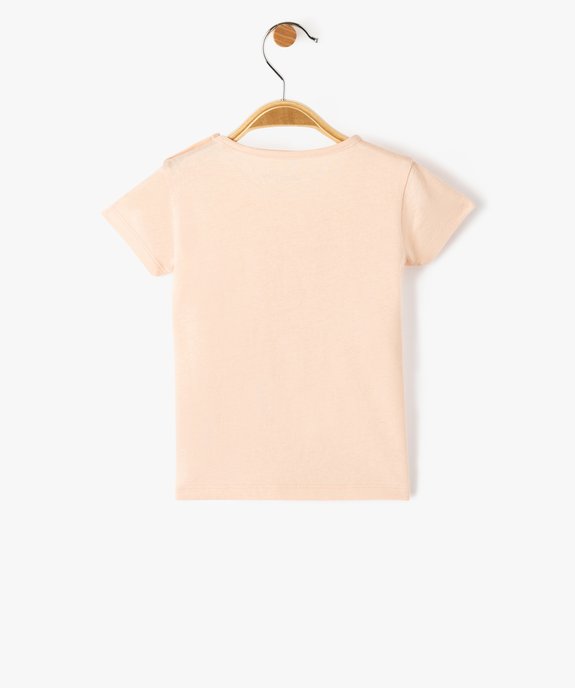 Tee-shirt bébé fille avec manches courtes et message pailleté vue3 - GEMO(BEBE DEBT) - GEMO