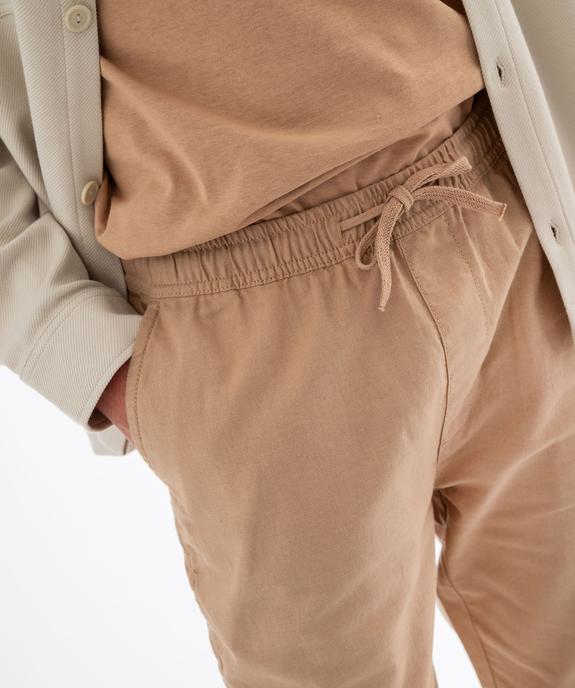 Pantalon en coton et lin à coupe jogger homme vue4 - GEMO (HOMME) - GEMO