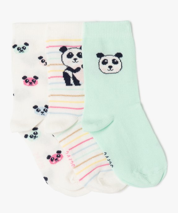 Chaussettes mi-hautes avec motifs pandas fille (lot de 3) vue1 - GEMO (ENFANT) - GEMO