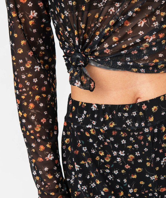 Pantalon flare en voile à motifs fleuris femme vue2 - GEMO(FEMME PAP) - GEMO