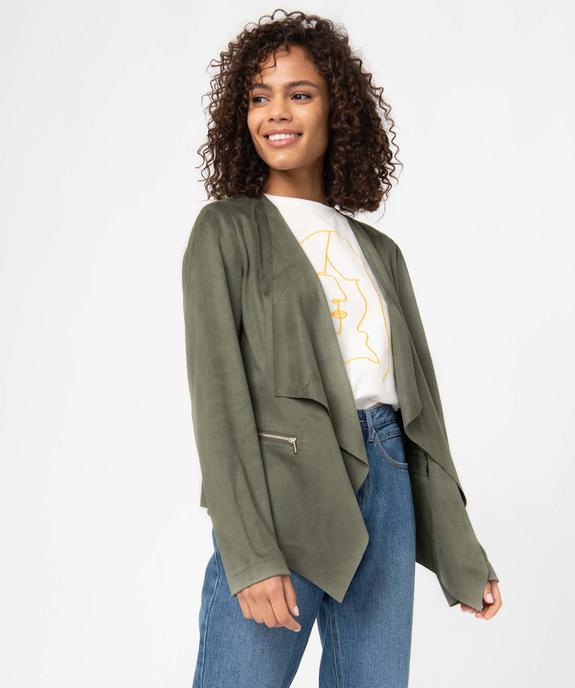 Veste femme en suédine coupe asymétrique vue1 - GEMO(FEMME PAP) - GEMO
