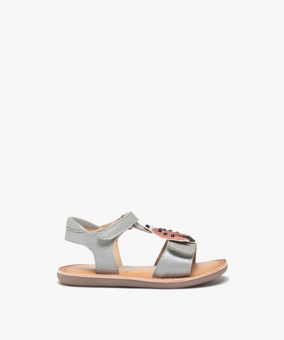 Sandales bébé fille en cuir avec brides scratch et animal en perles fantaisie - MOD8 vue1 - MOD8 - GEMO