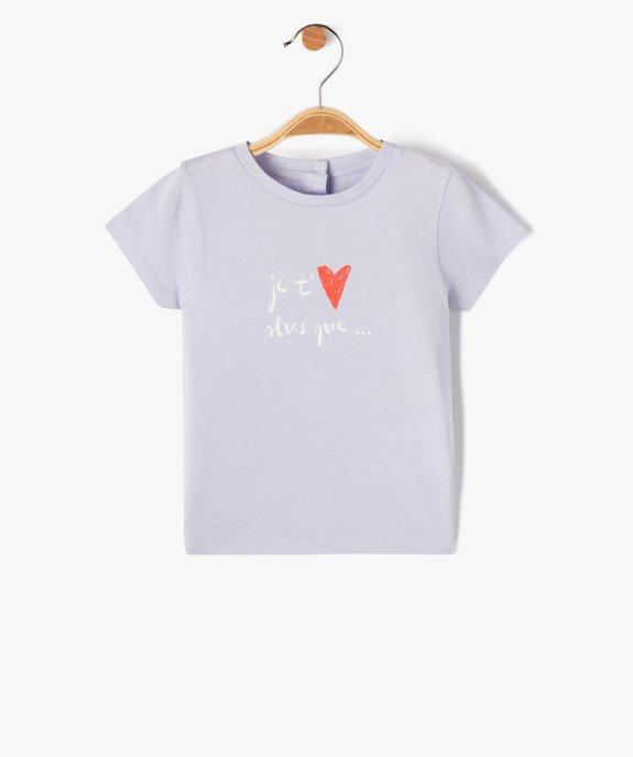 Tee-shirt bébé fille à manches courtes et motif cœur vue1 - GEMO(BEBE DEBT) - GEMO