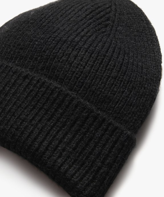 Bonnet en maille côtelée chinée à revers cousu vue2 - GEMO (JUNIOR) - GEMO