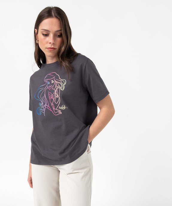 Tee-shirt femme avec motif Ariel multicolore - Disney vue5 - DISNEY - GEMO
