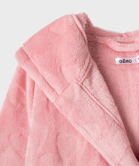 Robe de chambre à capuche en maille douillette fille vue3 - GEMO (ENFANT) - GEMO