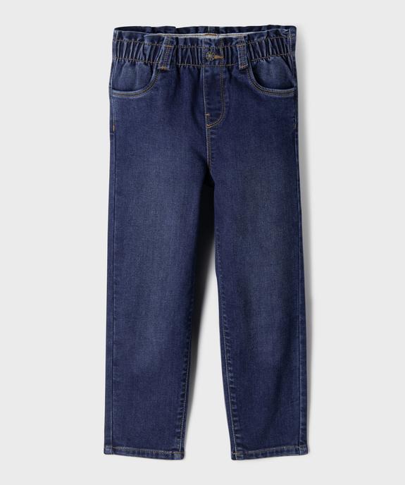 Jean large avec taille froncée élastique ajustable fille vue3 - GEMO (ENFANT) - GEMO