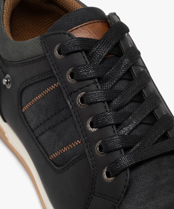 Baskets basses à lacets et jeu de matières homme vue7 - URBAN STEPS - GEMO