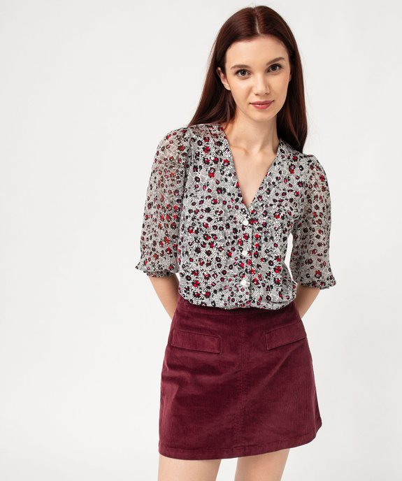 Chemise imprimée à manches 3/4 en voile femme vue1 - GEMO(FEMME PAP) - GEMO