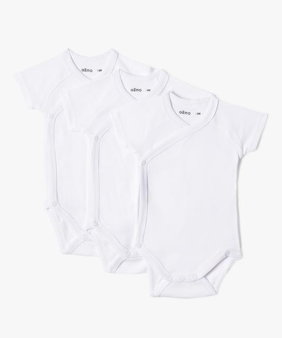 Bodies bébé unis à manches courtes et fermeture devant (lot de 3) vue1 - GEMO 4G BEBE - GEMO