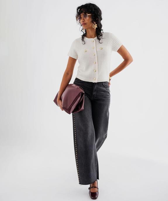 Pull manches courtes en maille texturée à boutons femme vue4 - GEMO(FEMME PAP) - GEMO