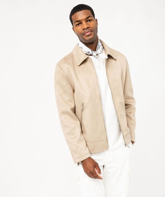 Blouson en suédine fermeture zippée homme vue1 - GEMO (HOMME) - GEMO