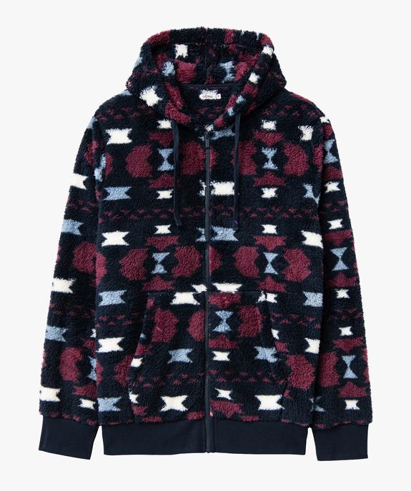 Veste d'intérieur à capuche en maille peluche imprimée homme vue4 - GEMO(HOMWR HOM) - GEMO