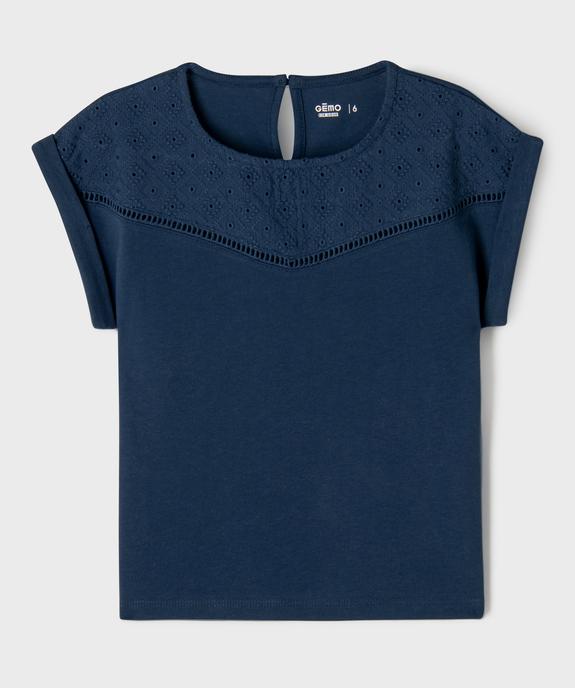 Tee-shirt manches courtes avec détails brodés fille vue1 - GEMO 4G FILLE - GEMO