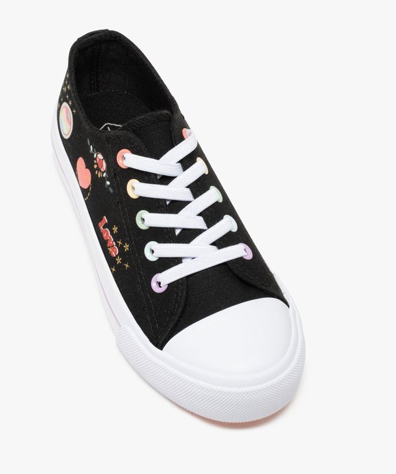 Baskets fille en toile avec graffitis et lacets élastiques vue5 - GEMO (ENFANT) - GEMO