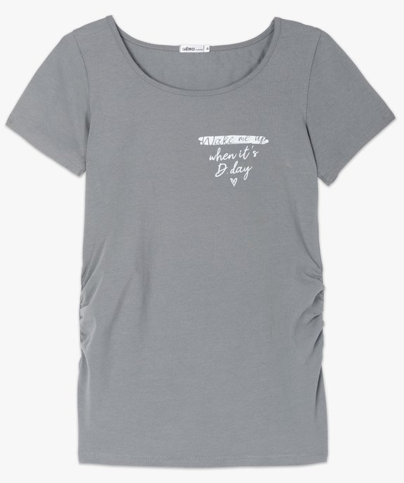 Tee-shirt de grossesse imprimé avec grand col rond vue4 - GEMO (MATER) - GEMO