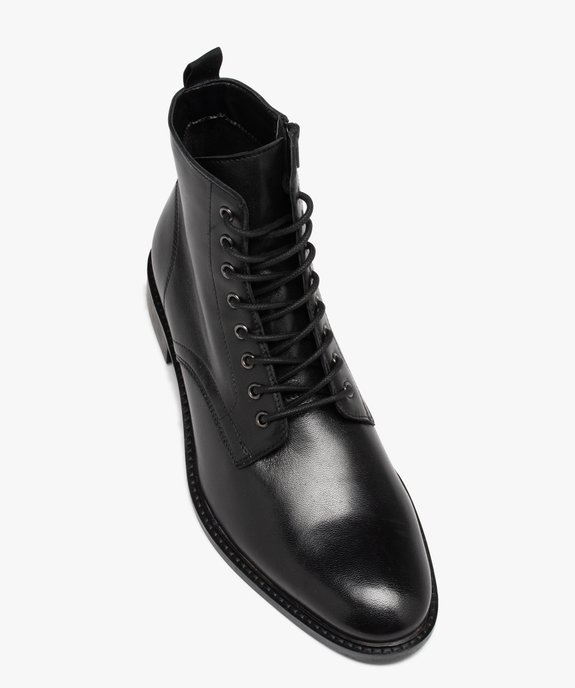 Boots homme en cuir uni bout amande  vue6 - TANEO - GEMO