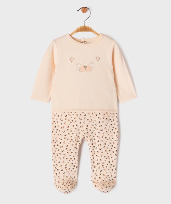 Pyjama dors-bien en velours à motif léopard bébé fille vue1 - GEMO 4G BEBE - GEMO