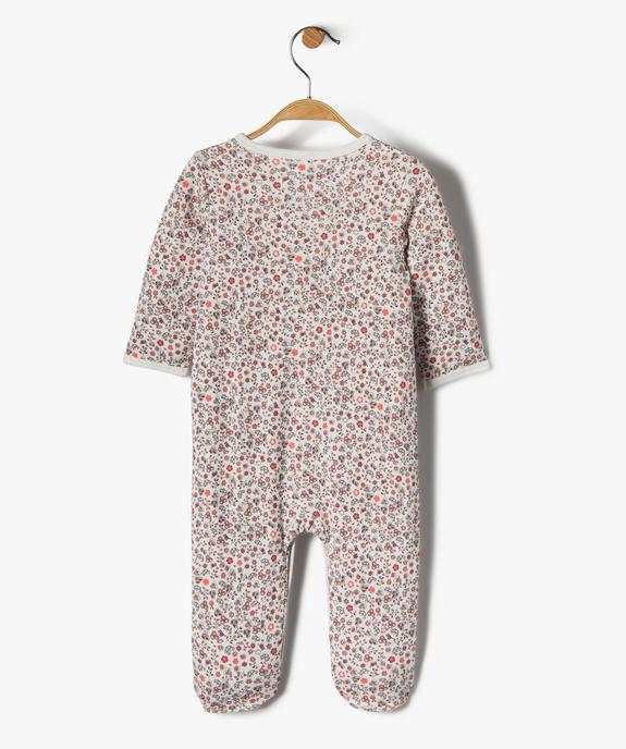 Pyjama bébé en jersey de coton fleuri et ouverture ventrale vue3 - GEMO(BB COUCHE) - GEMO