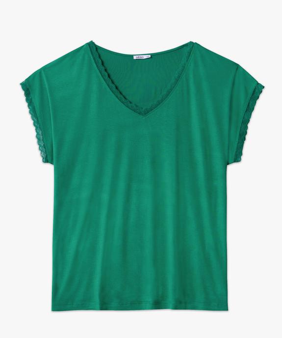 Tee-shirt femme grande taille à manches courtes et col V et dentelle  vue4 - GEMO 4G GT - GEMO
