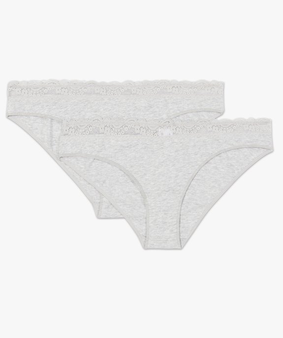 Culotte en coton stretch avec ceinture dentelle femme (lot de 2) vue7 - GEMO 4G FEMME - GEMO