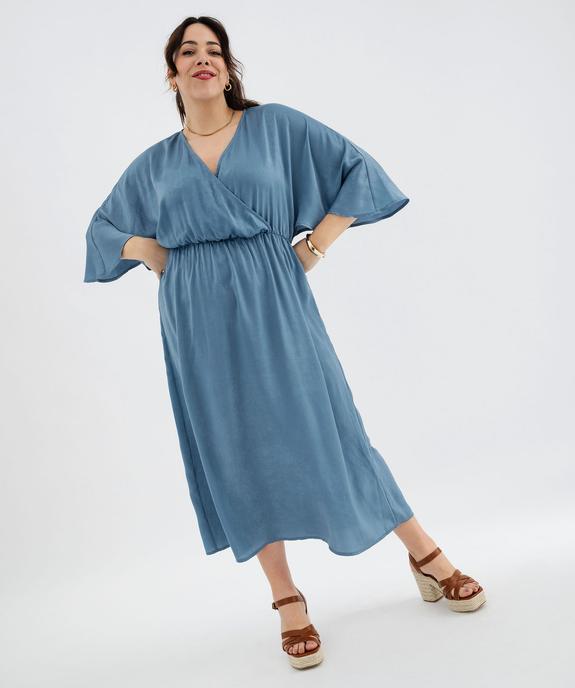 Robe longue en voile satiné à encolure cache-cœur femme grande taille vue1 - GEMO (G TAILLE) - GEMO