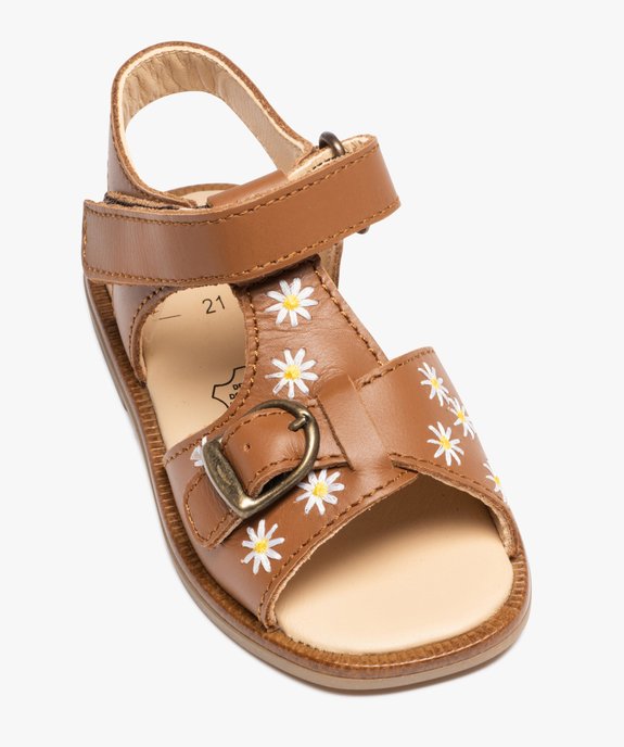 Sandales bébé fille à fleurs brodées et bride à scratch - NA! vue5 - NA! - GEMO