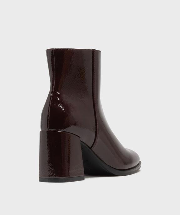 Boots vernis avec bout carré et talon flare femme - Follow Me vue5 - FOLLOW ME - GEMO