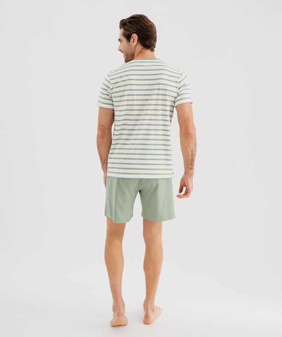 Pyjashort en coton avec haut rayé homme vue3 - GEMO 4G HOMME - GEMO