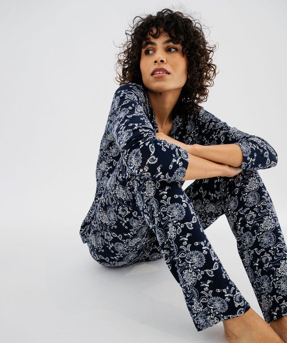 Pyjama deux pièces en viscose femme : chemise et pantalon vue1 - GEMO 4G FEMME - GEMO